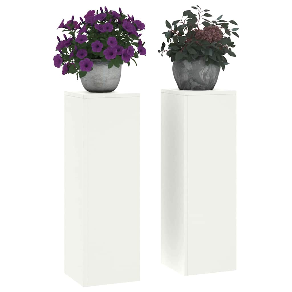 vidaXL Stojak na rośliny 2 pcs Biały 24 x 24 x 75 cm Stal