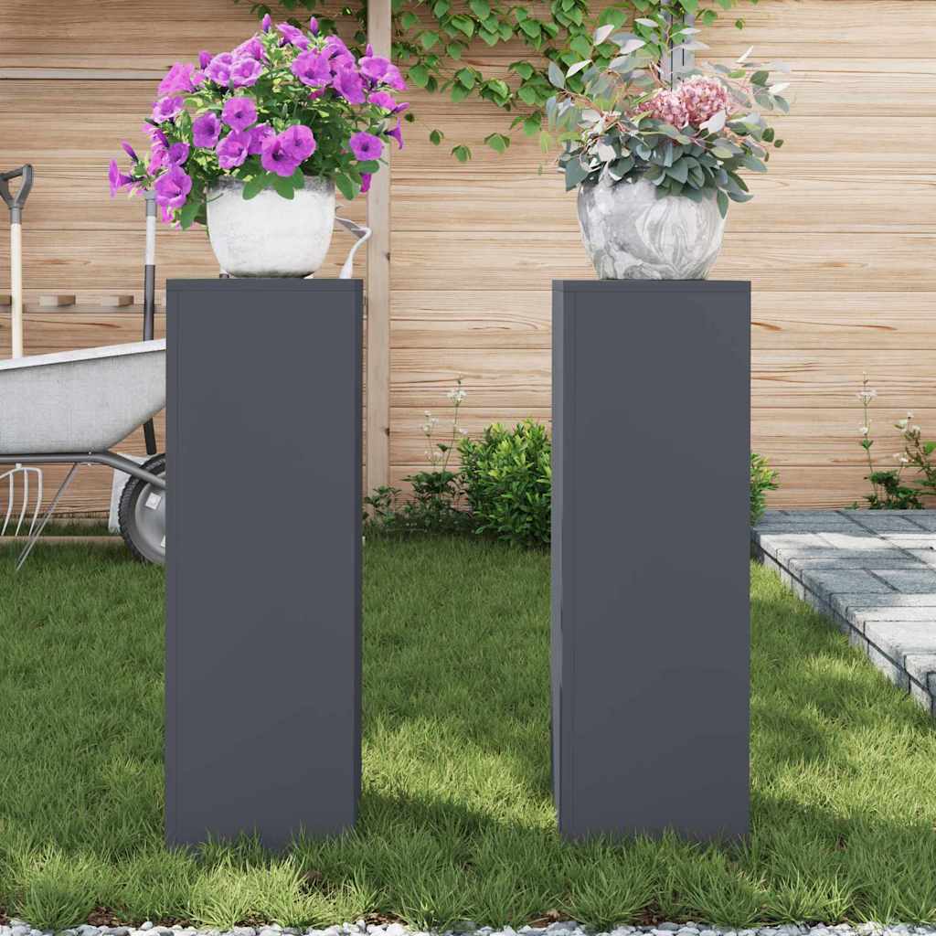vidaXL Stojak na rośliny 2 pcs Antracyt 24 x 24 x 75 cm Stal