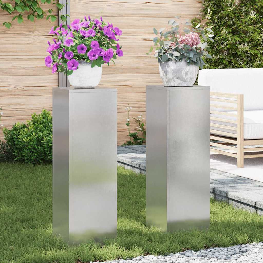 vidaXL Stojak na rośliny 2 pcs Srebrny 24 x 24 x 75 cm stal nierdzewna