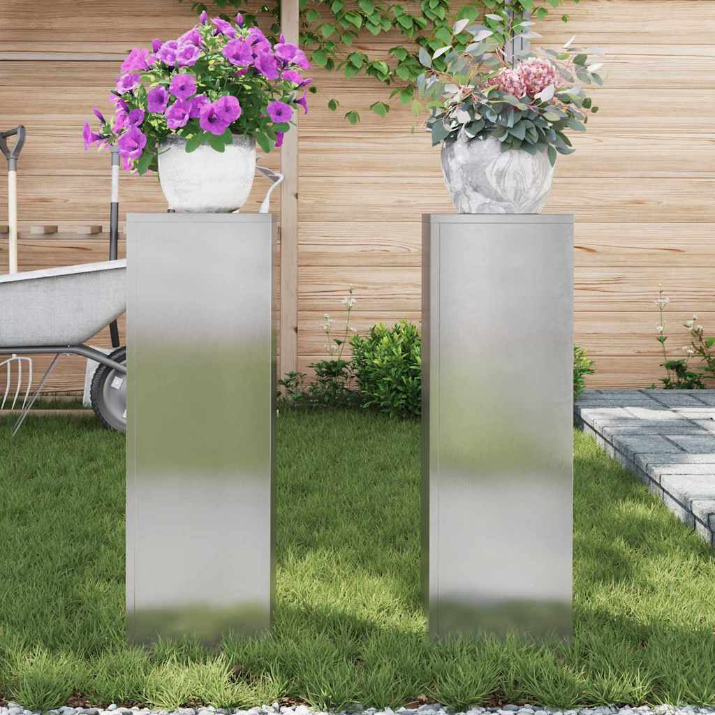 vidaXL Stojak na rośliny 2 pcs Srebrny 24 x 24 x 75 cm stal nierdzewna