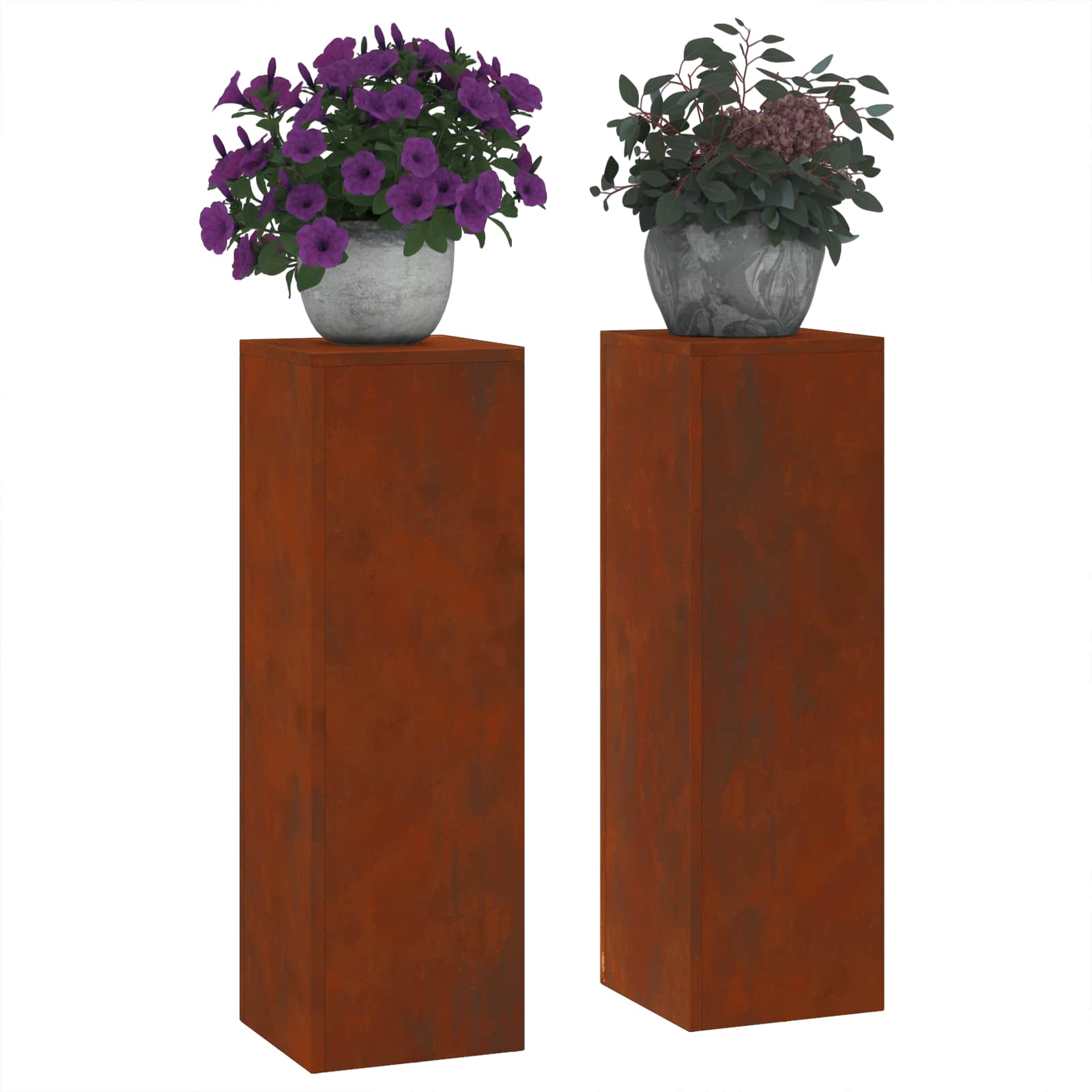 vidaXL Stojak na rośliny 2 pcs Rdzawy 24 x 24 x 75 cm