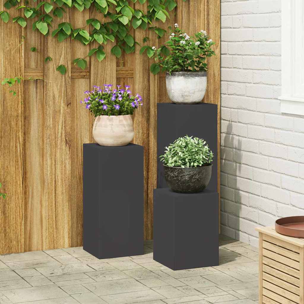 vidaXL Stojak na rośliny 3 pcs Czarny Stal