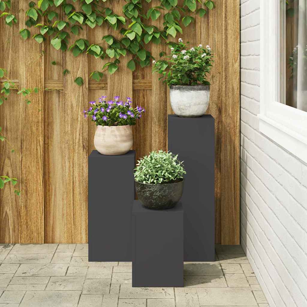 vidaXL Stojak na rośliny 3 pcs Czarny Stal