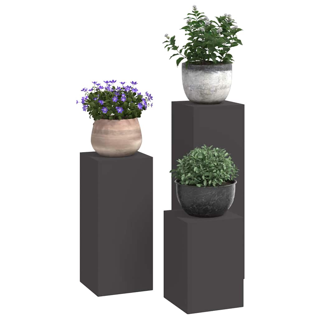 vidaXL Stojak na rośliny 3 pcs Czarny Stal