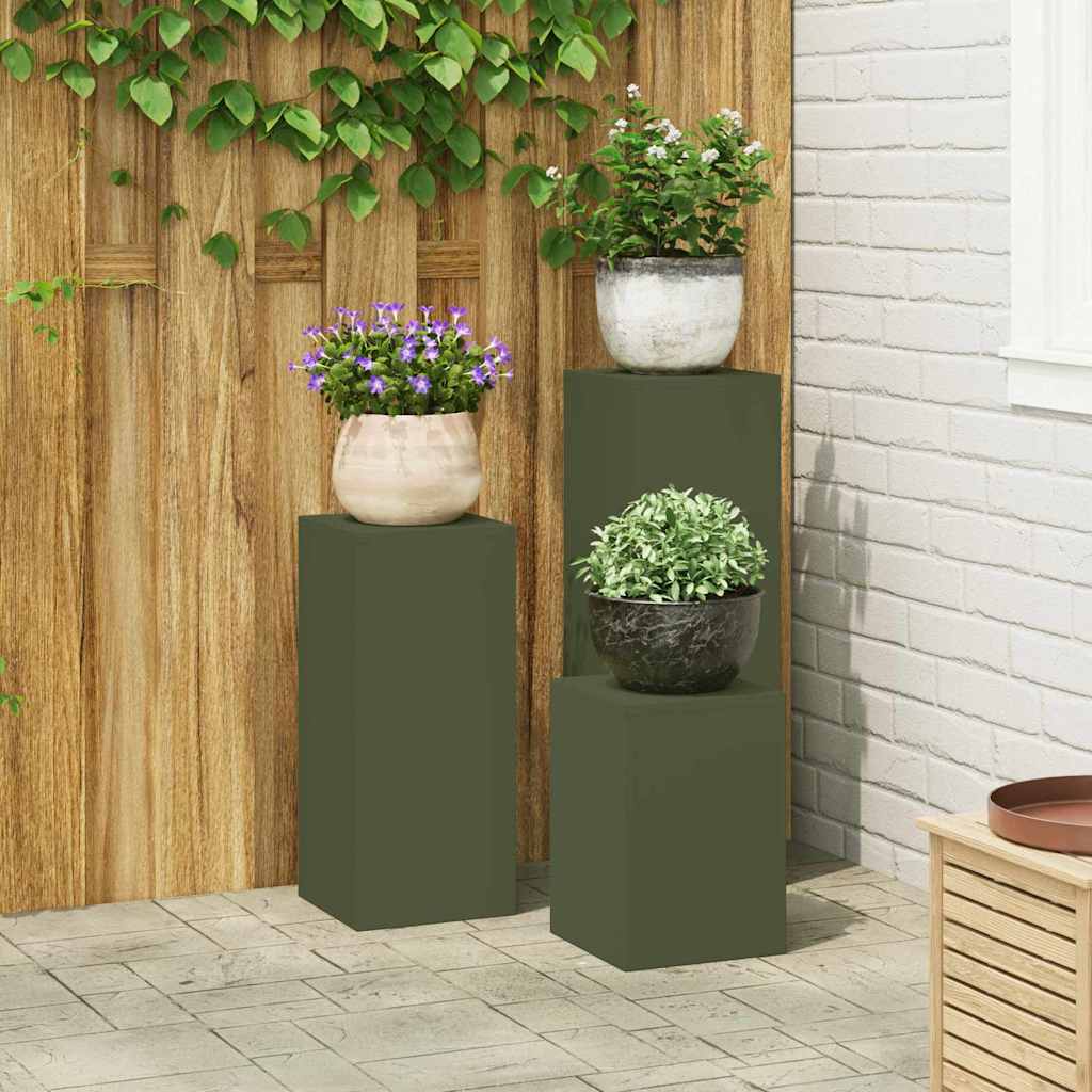 vidaXL Stojak na rośliny 3 pcs oliwkowy Stal