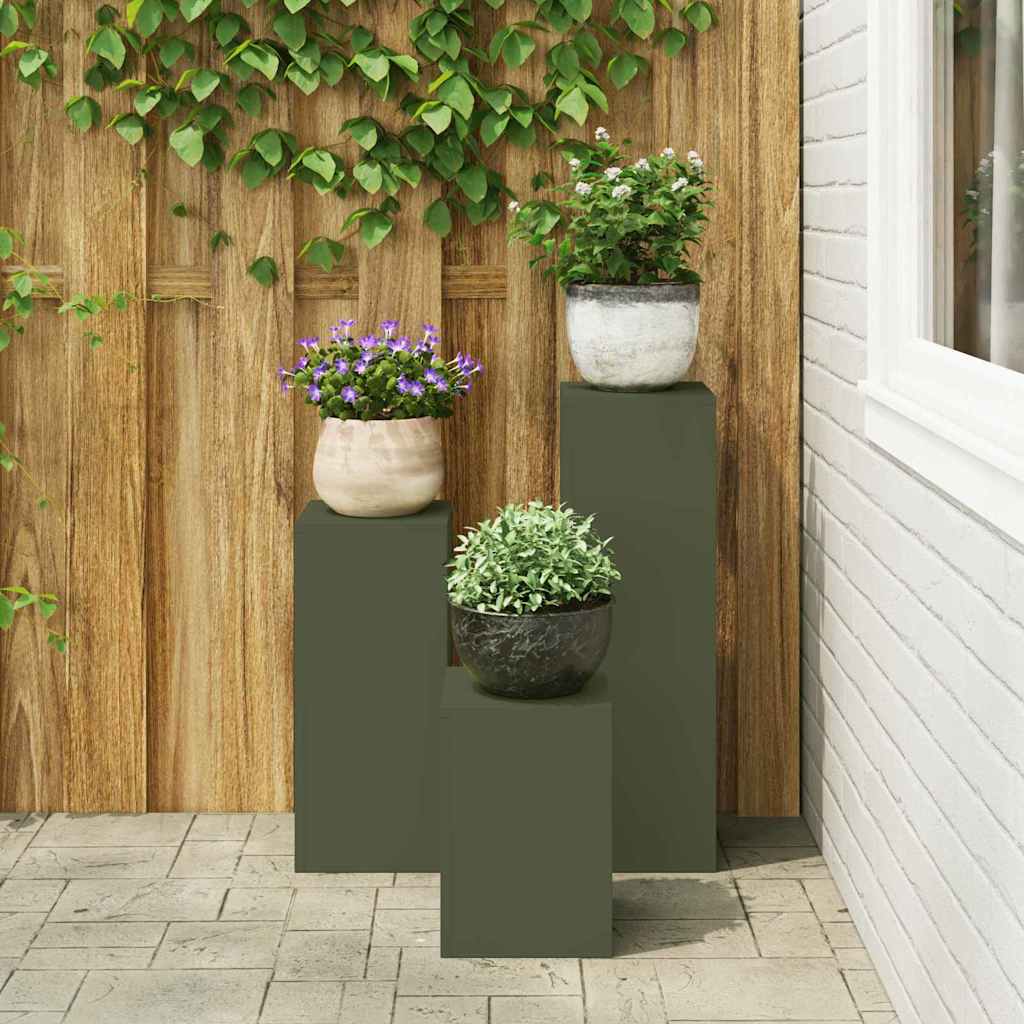 vidaXL Stojak na rośliny 3 pcs oliwkowy Stal