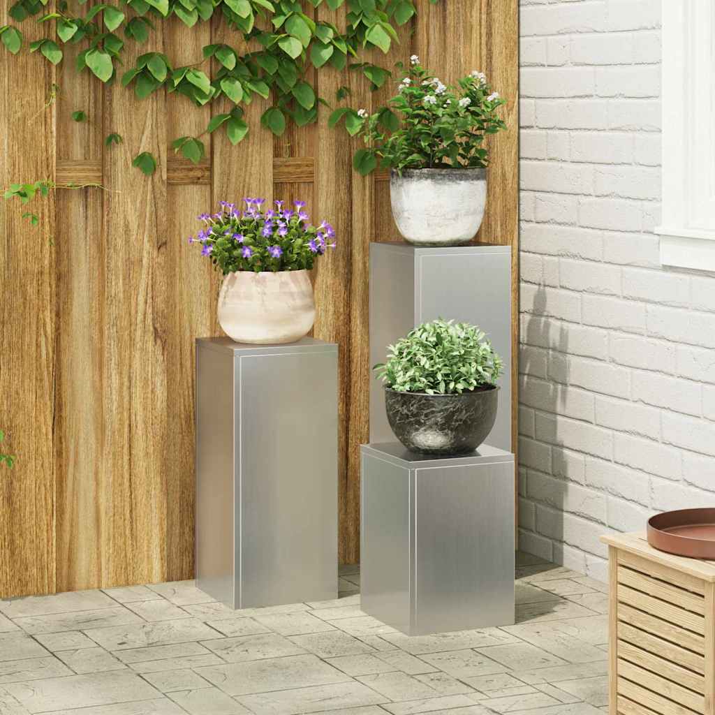 vidaXL Stojak na rośliny 3 pcs Srebrny Stal galwanizowana