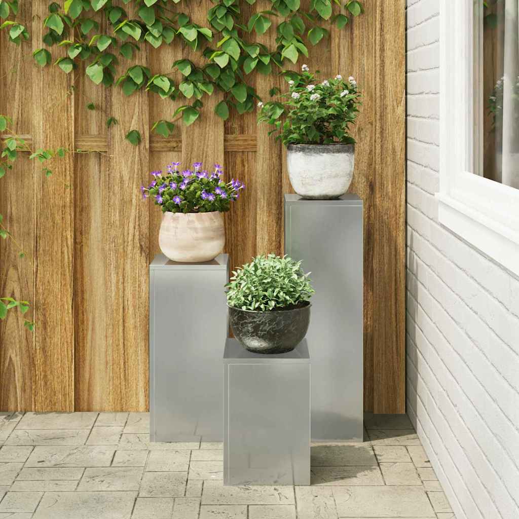 vidaXL Stojak na rośliny 3 pcs Srebrny Stal galwanizowana