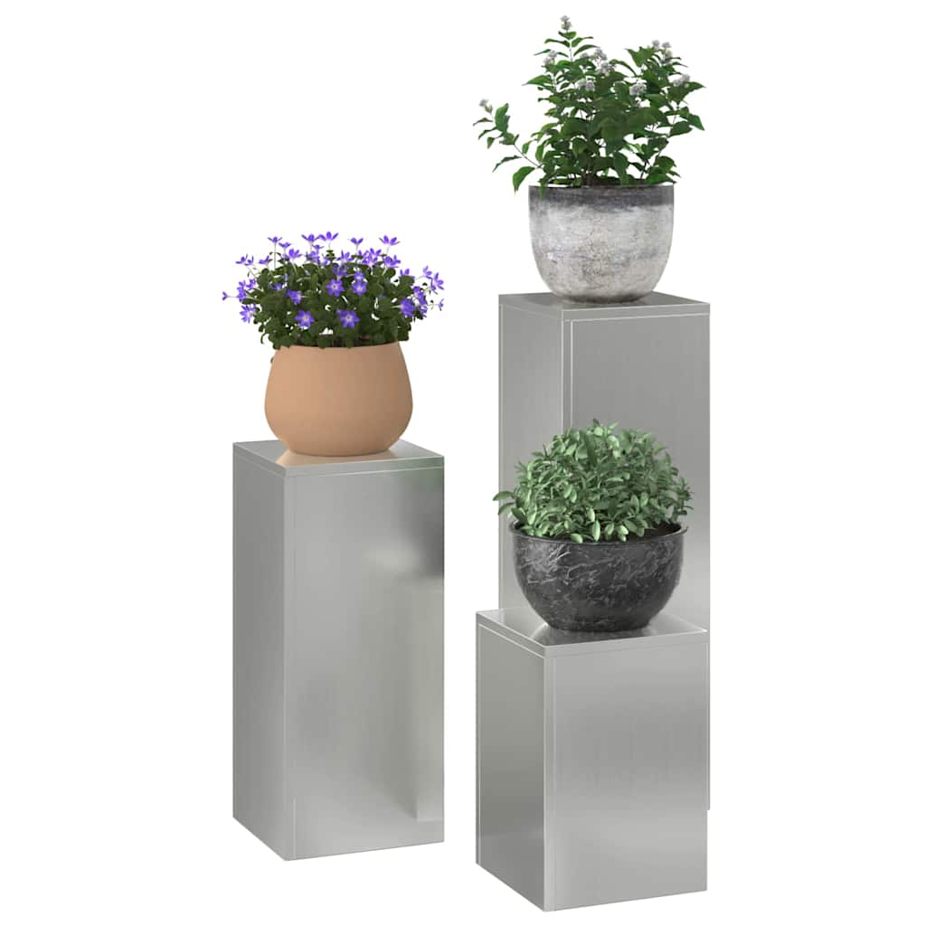 vidaXL Stojak na rośliny 3 pcs Srebrny Stal galwanizowana