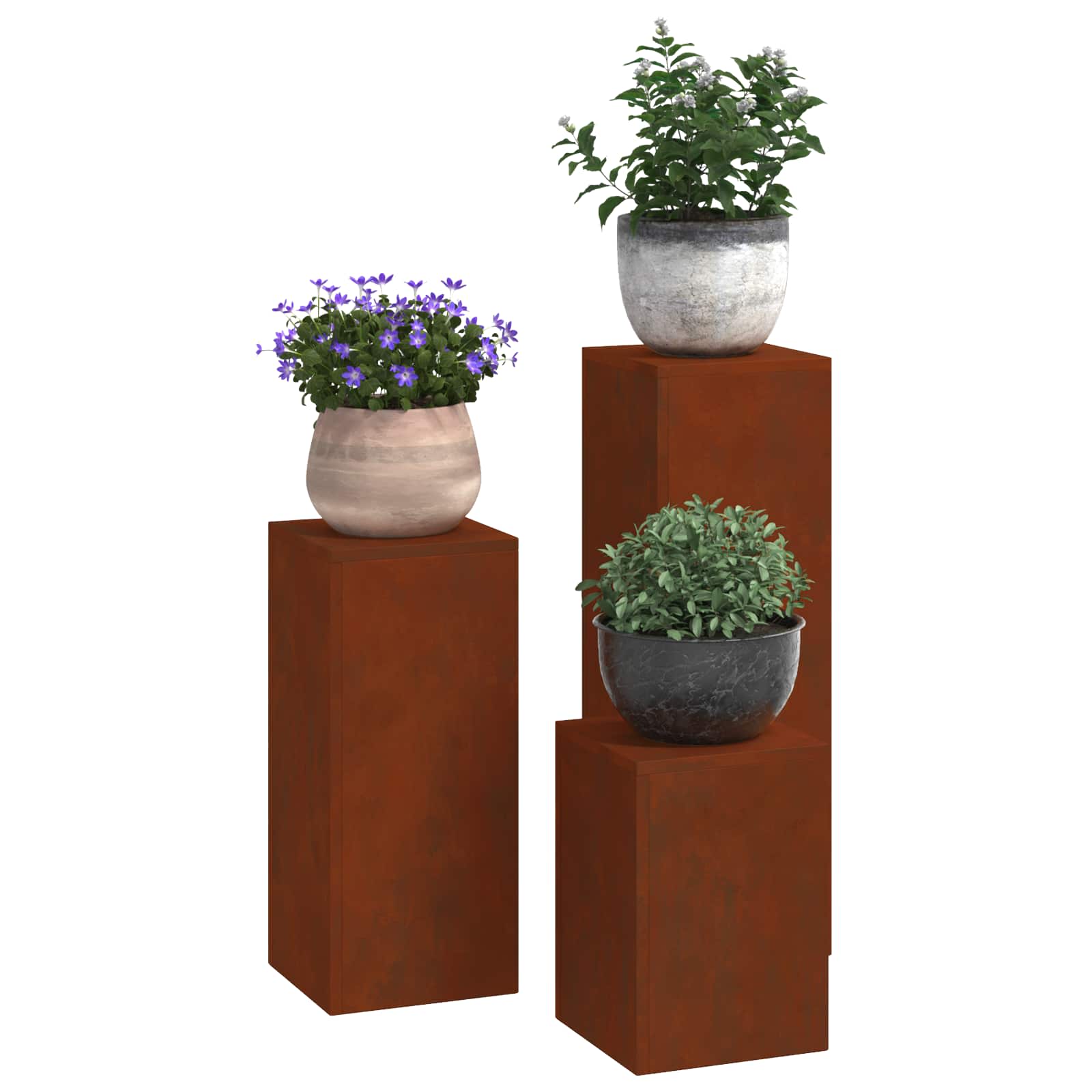 vidaXL Stojak na rośliny 3 pcs Rdzawy
