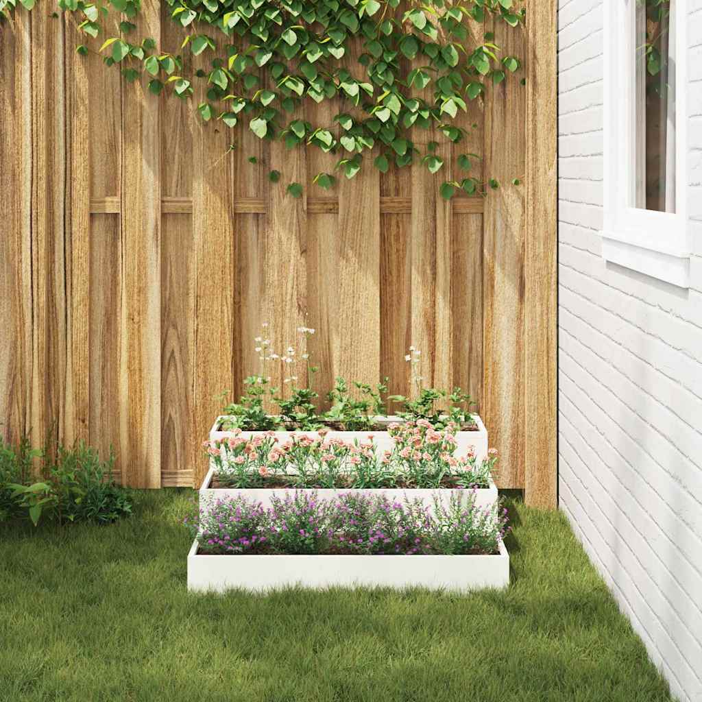 vidaXL Doniczka ogrodowa Biały 90 x 90 x 35 cm Stal zimnogięta