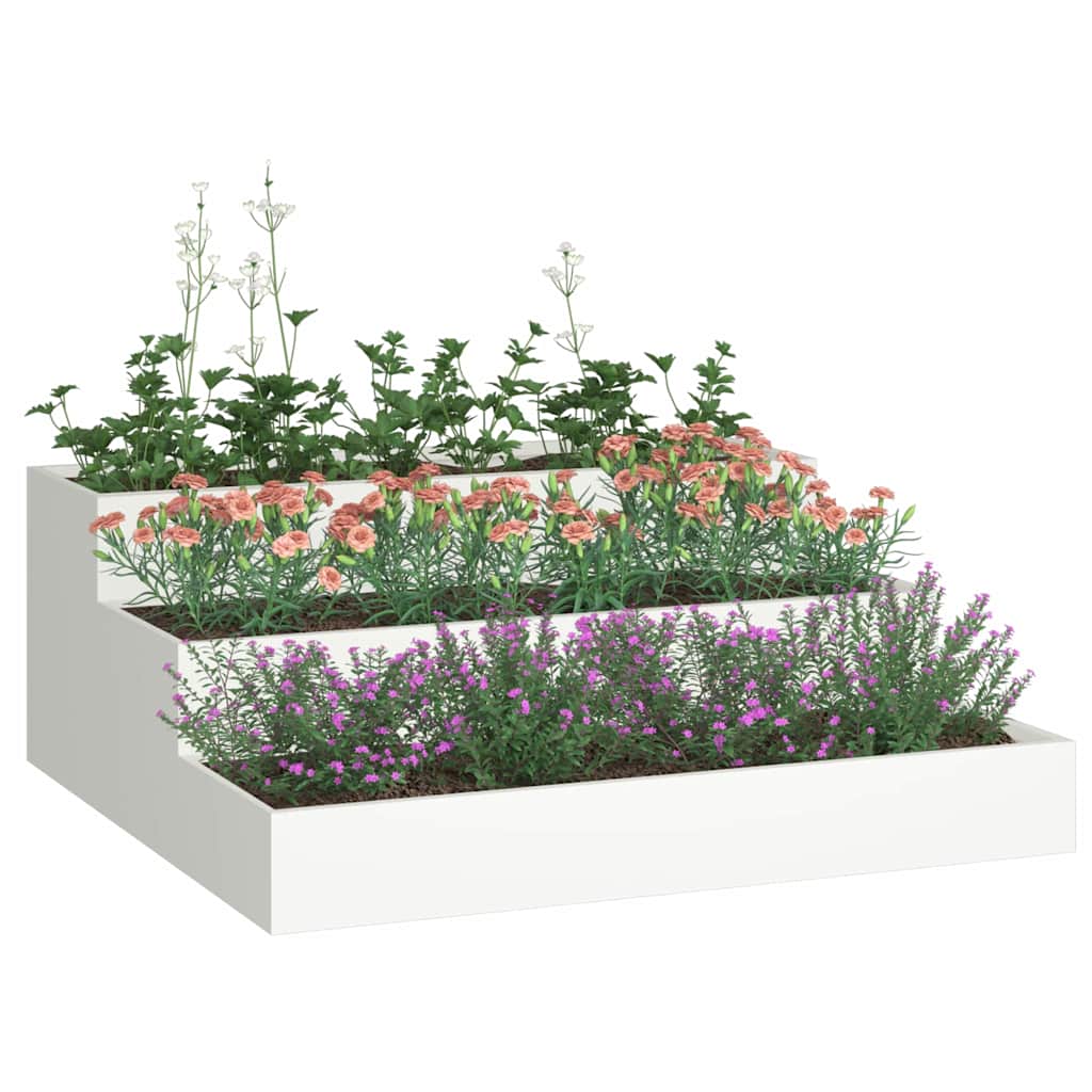 vidaXL Doniczka ogrodowa Biały 90 x 90 x 35 cm Stal zimnogięta