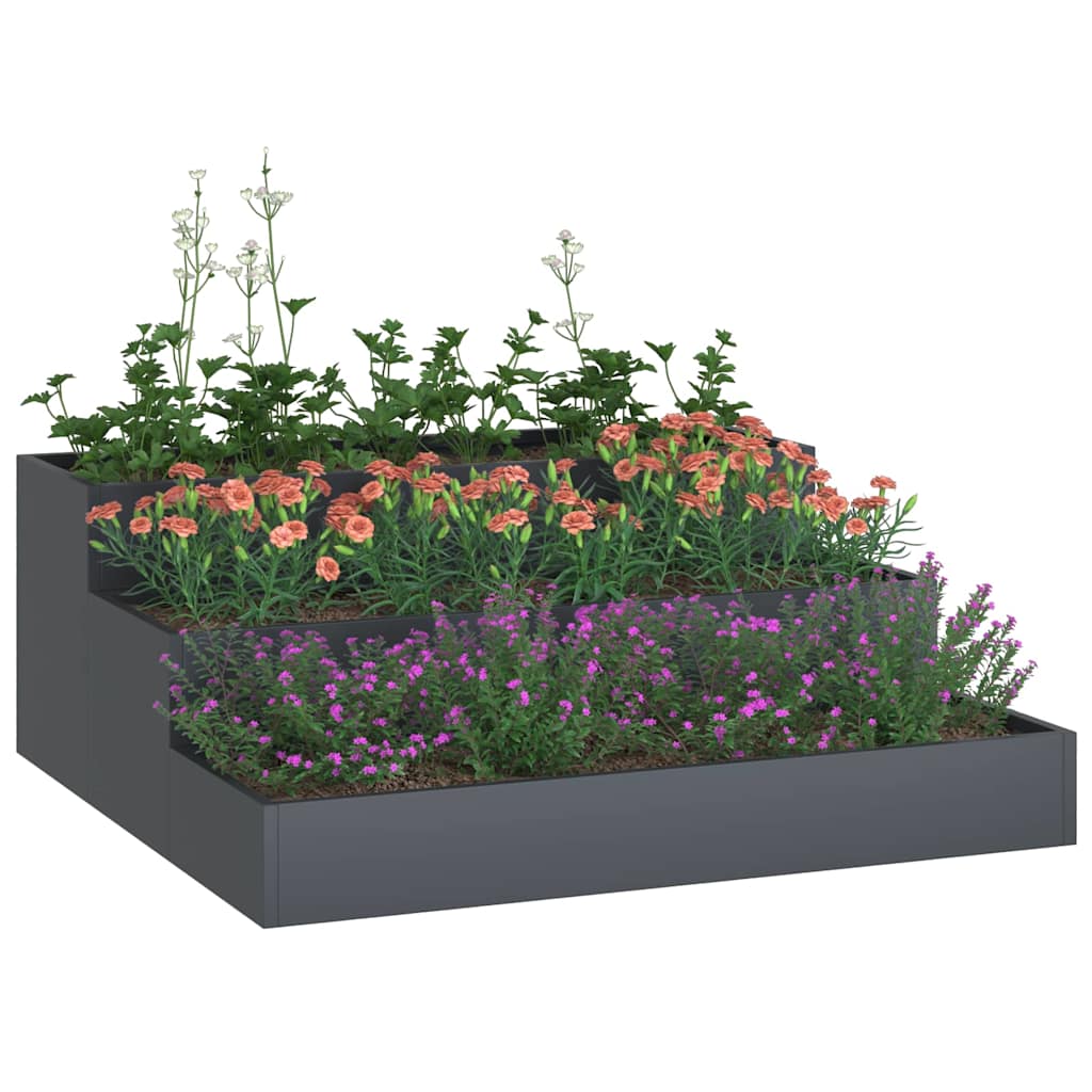 vidaXL Doniczka ogrodowa Antracyt 90 x 90 x 35 cm Stal zimnogięta