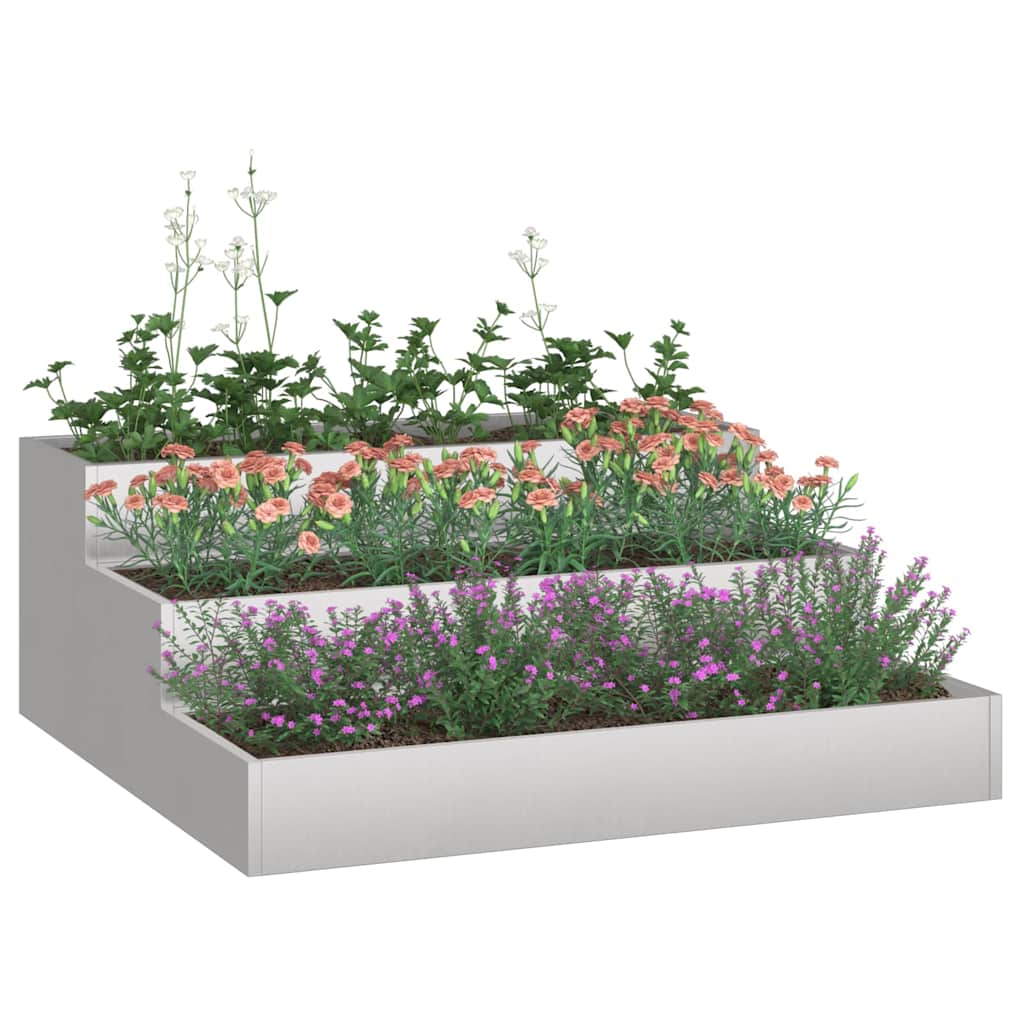 vidaXL Doniczka ogrodowa Srebrny 90 x 90 x 35 cm Stal nierdzewna