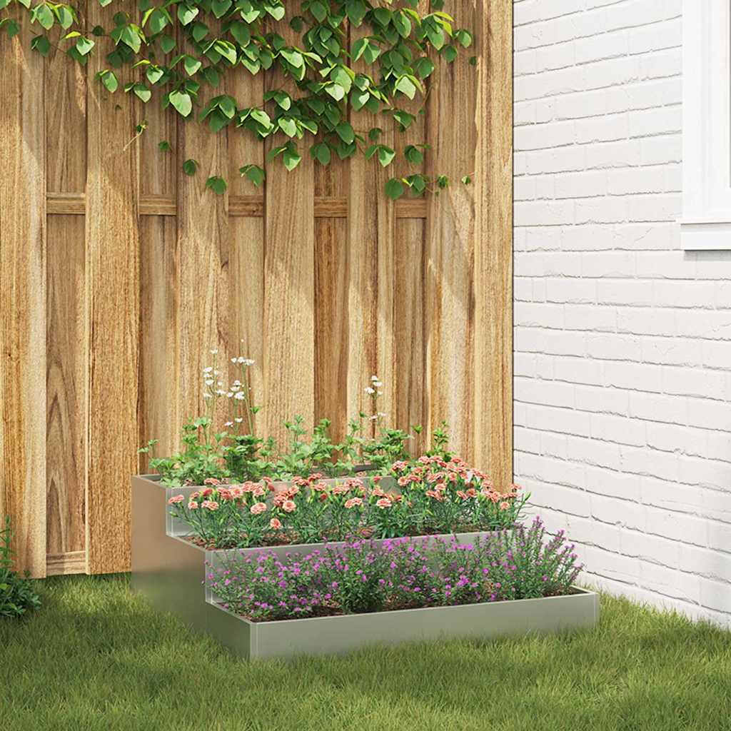 vidaXL Doniczka ogrodowa Srebrny 90 x 90 x 35 cm Stal Galwanizowana