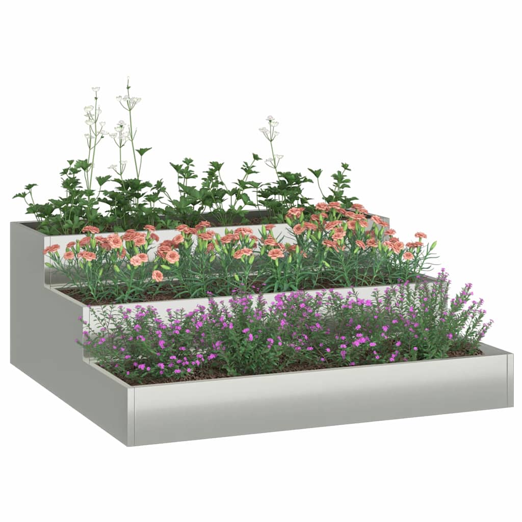 vidaXL Doniczka ogrodowa Srebrny 90 x 90 x 35 cm Stal Galwanizowana