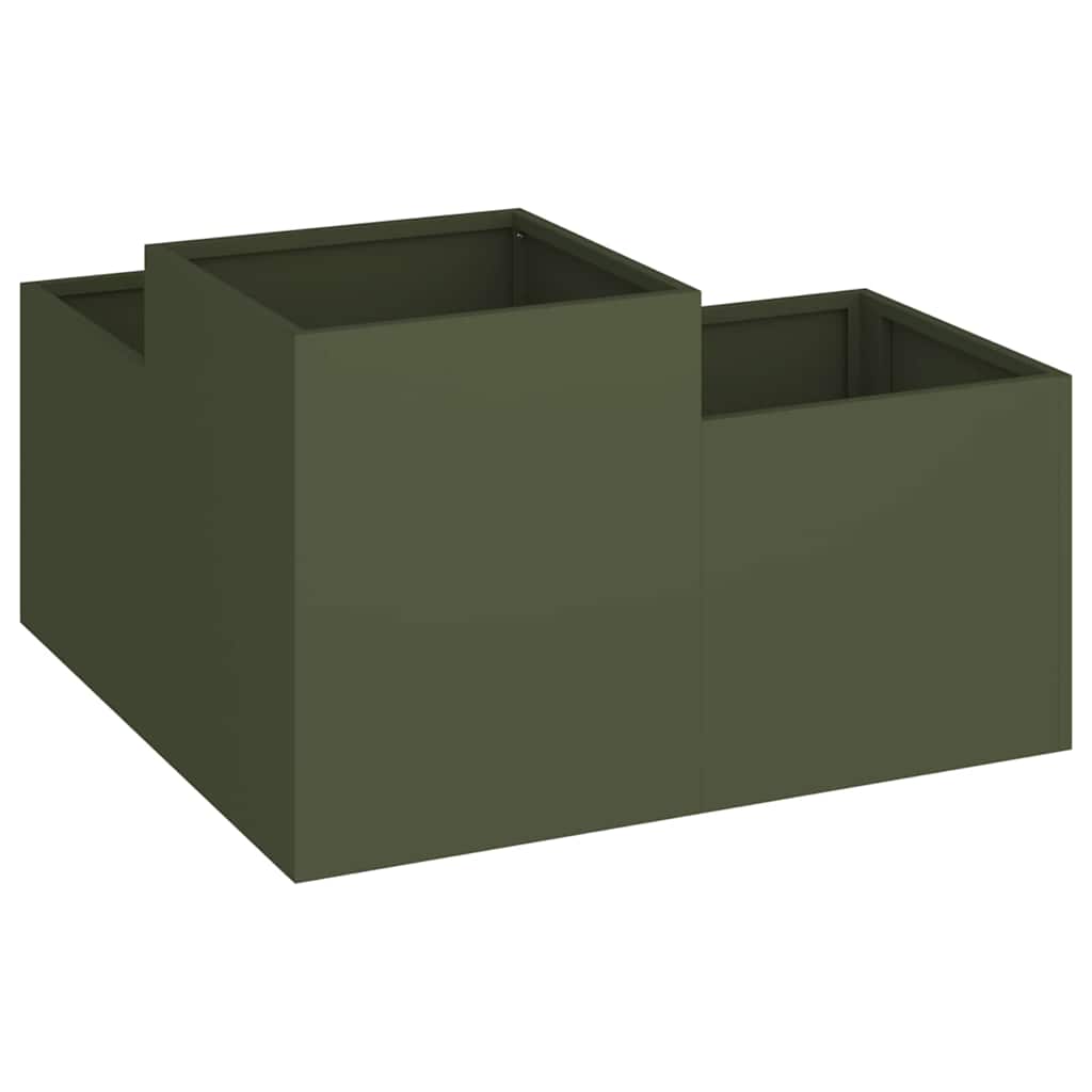 vidaXL Doniczka ogrodowa oliwkowy 80 x 80 x 48 cm Stal