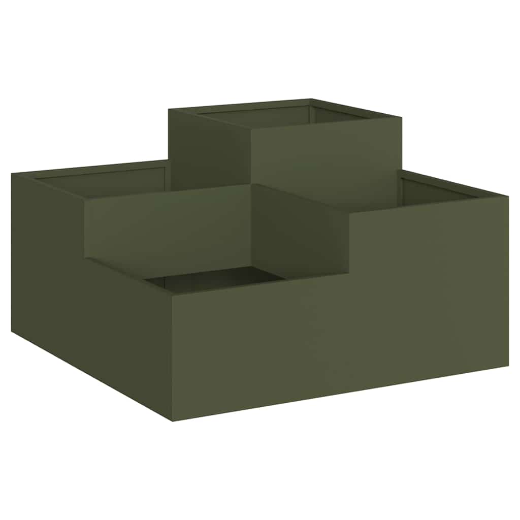 vidaXL Doniczka ogrodowa oliwkowy 100 x 100 x 48 cm Stal