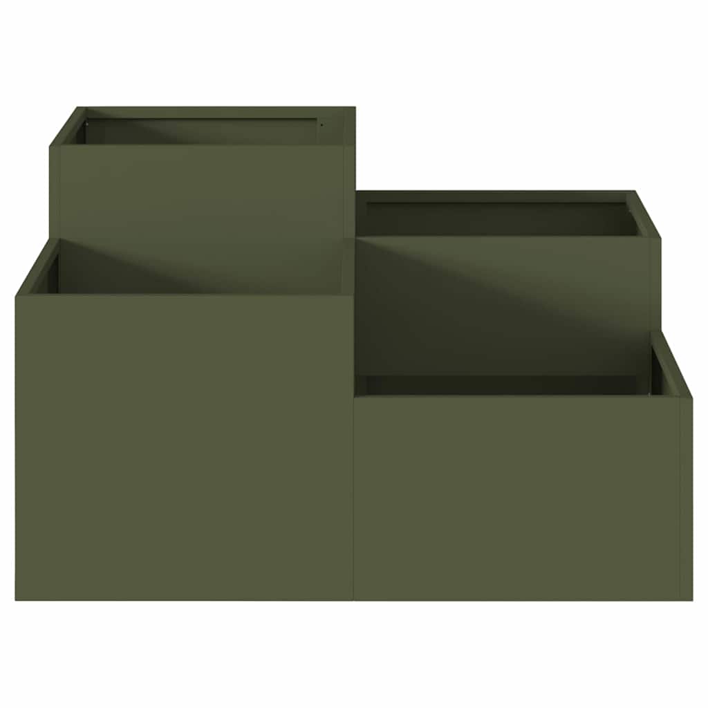 vidaXL Doniczka ogrodowa oliwkowy 100 x 100 x 48 cm Stal