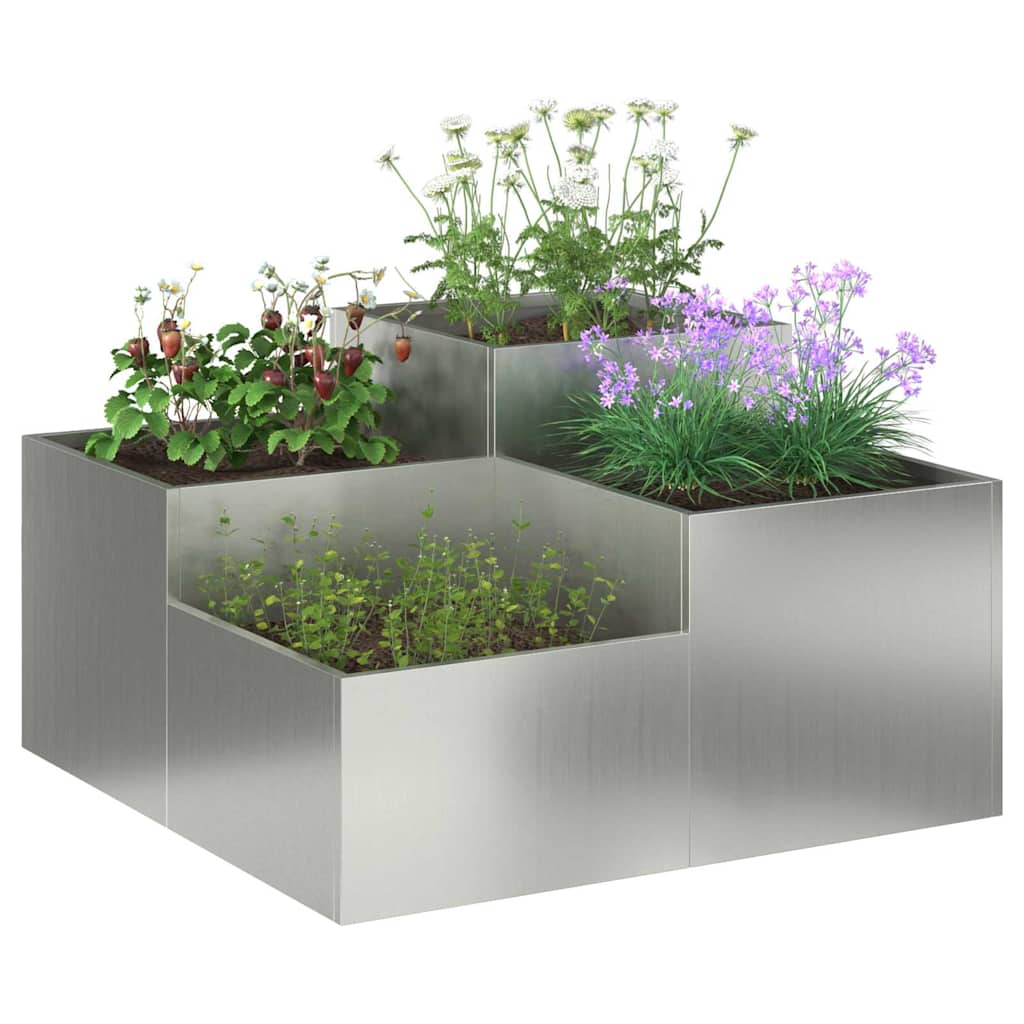 vidaXL Doniczka ogrodowa Srebrny 100 x 100 x 48 cm Stal galwanizowana
