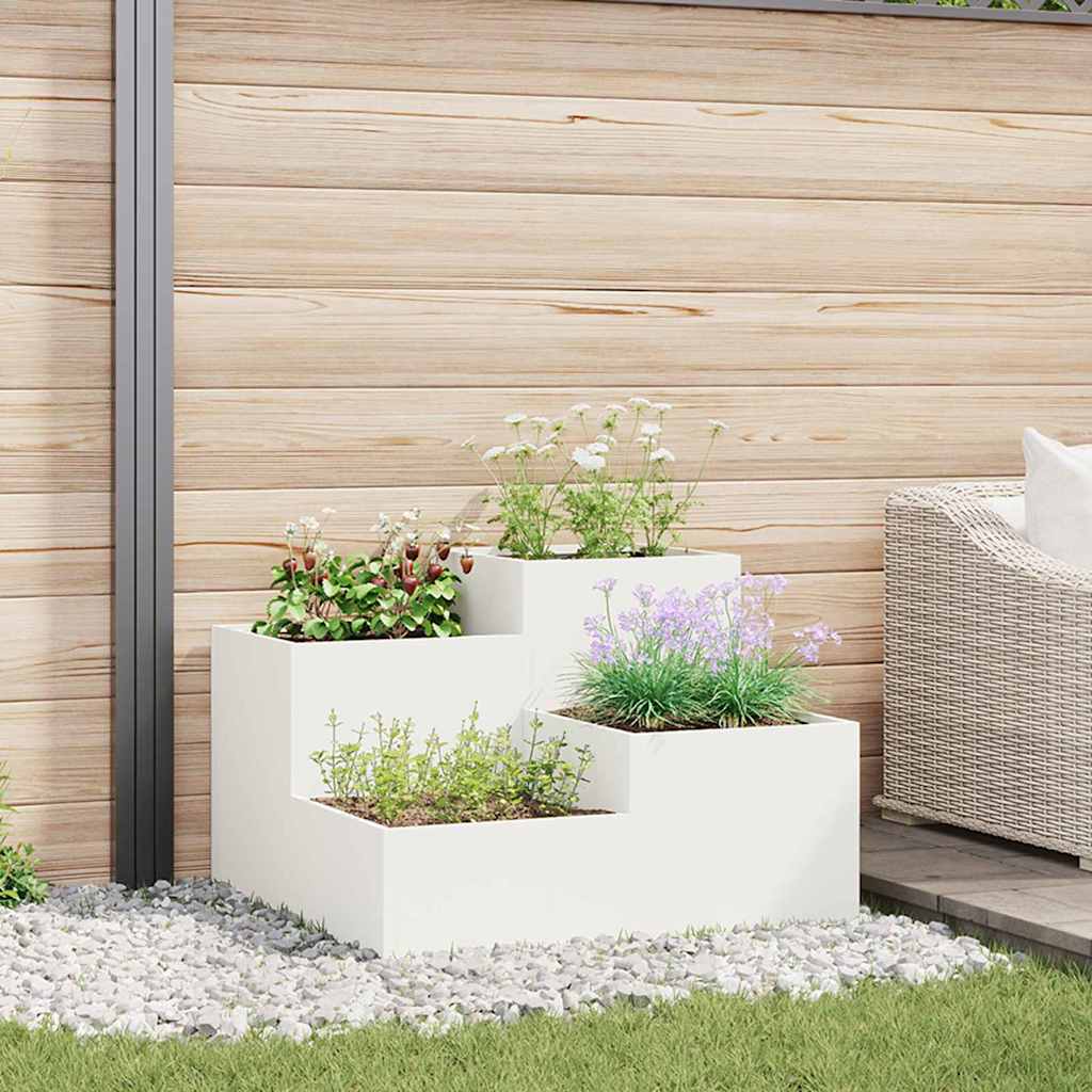 vidaXL Doniczka ogrodowa Biały 80 x 80 x 60 cm Stal