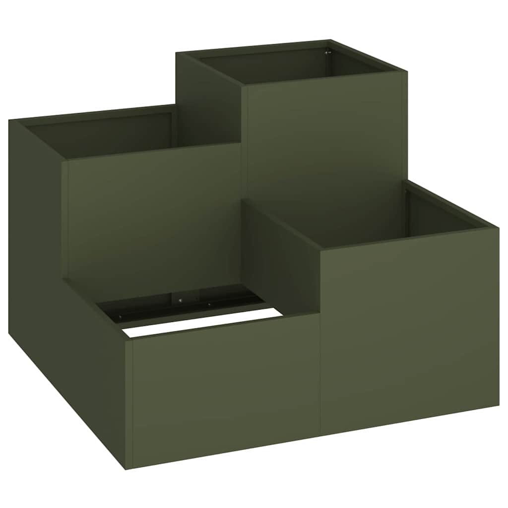 vidaXL Doniczka ogrodowa oliwkowy 80 x 80 x 60 cm Stal
