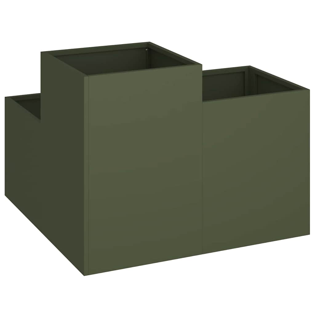 vidaXL Doniczka ogrodowa oliwkowy 80 x 80 x 60 cm Stal