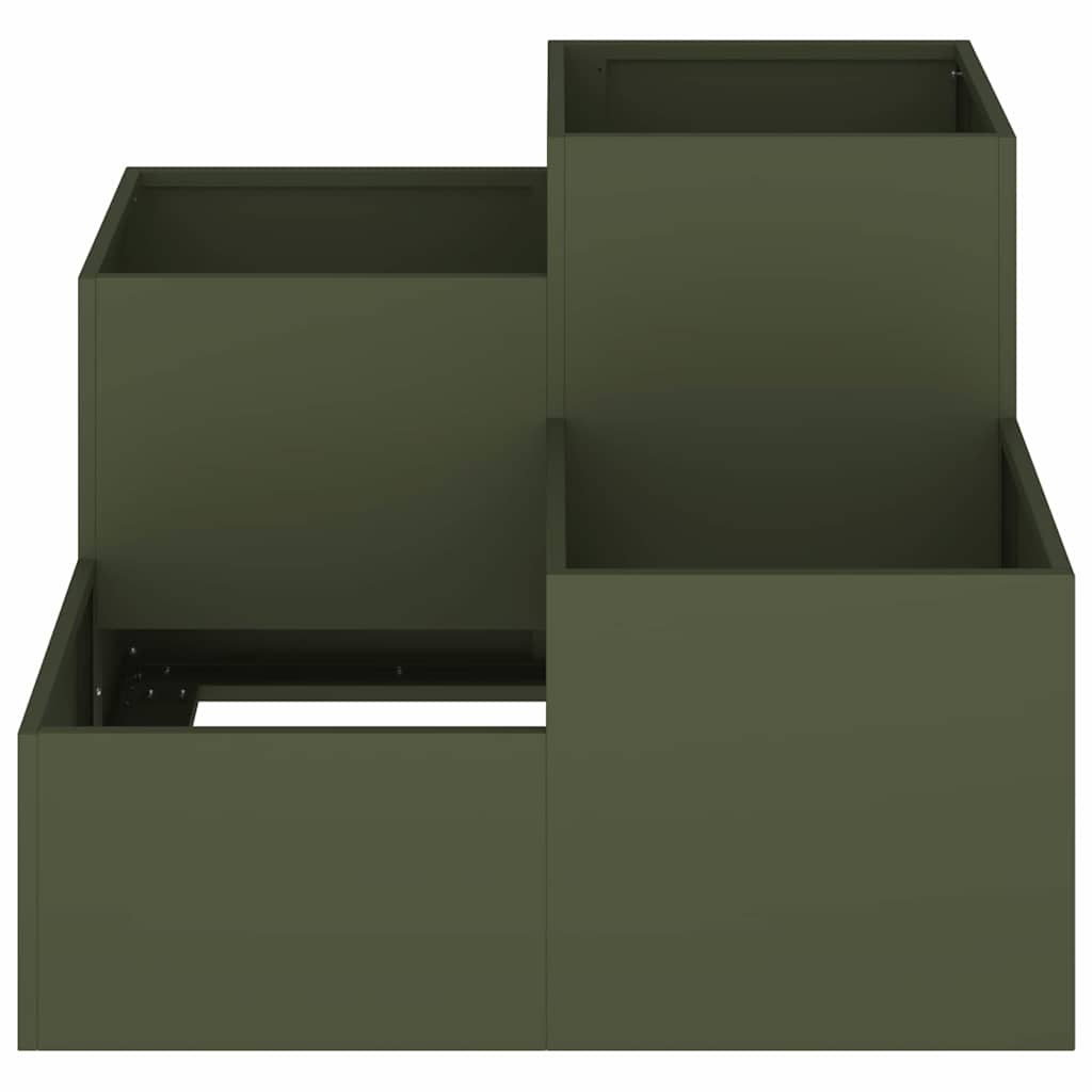 vidaXL Doniczka ogrodowa oliwkowy 80 x 80 x 60 cm Stal