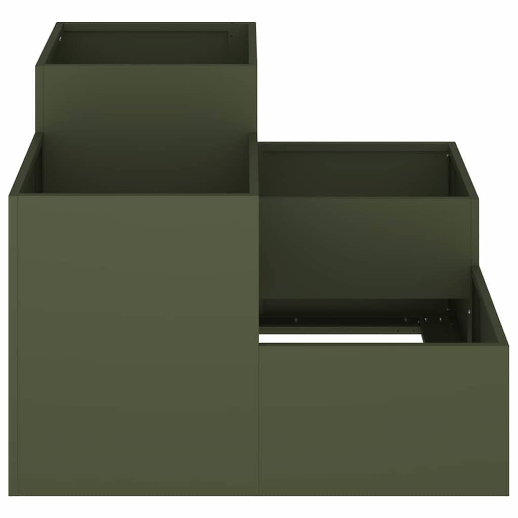 vidaXL Doniczka ogrodowa oliwkowy 80 x 80 x 60 cm Stal