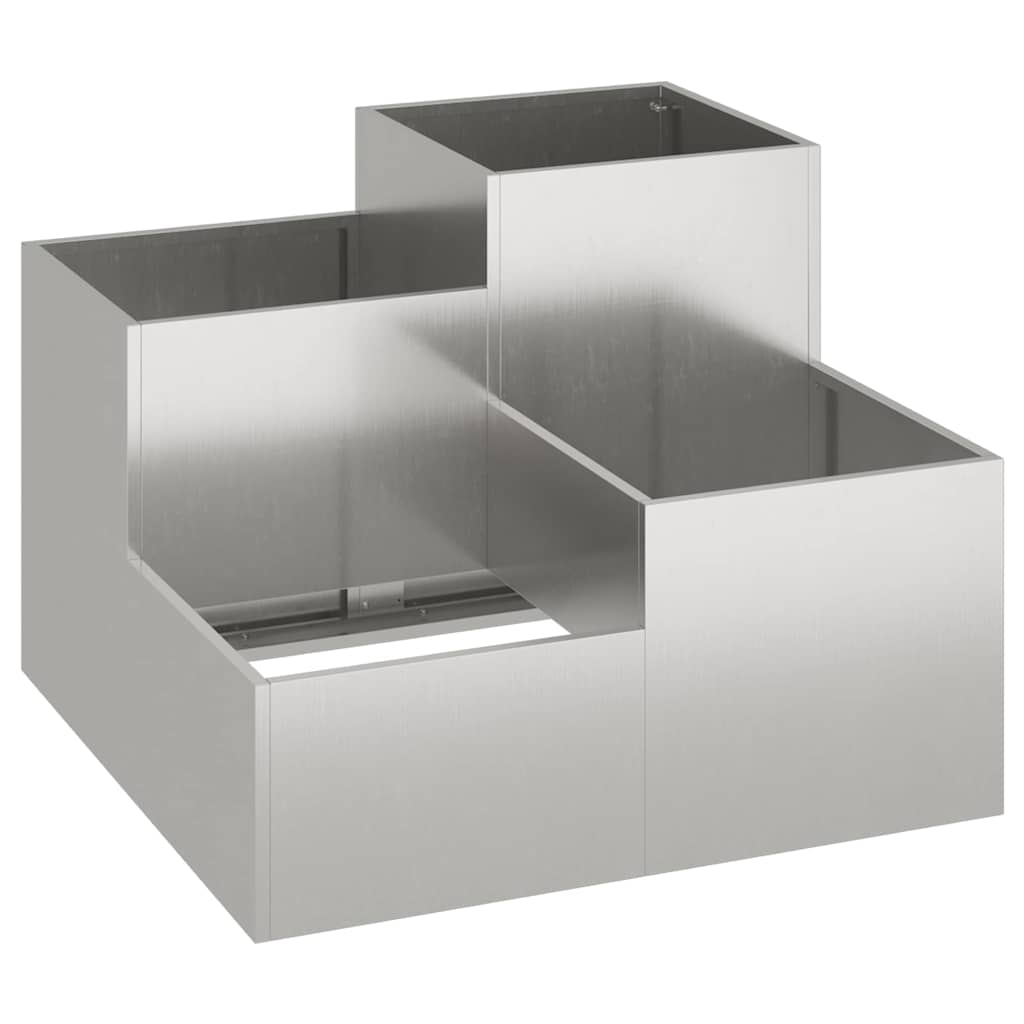 vidaXL Doniczka ogrodowa Srebrny 80 x 80 x 60 cm stal nierdzewna