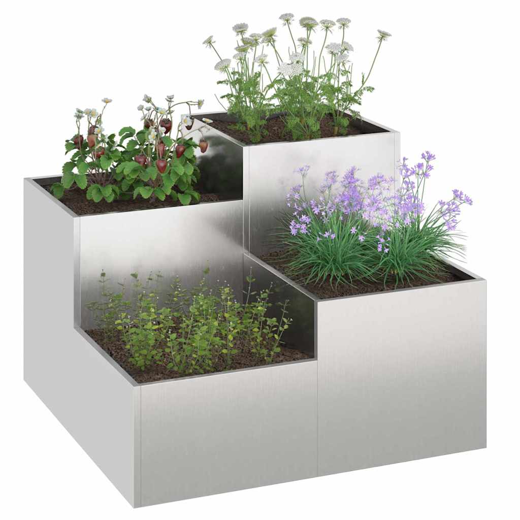 vidaXL Doniczka ogrodowa Srebrny 100 x 100 x 60 cm stal nierdzewna