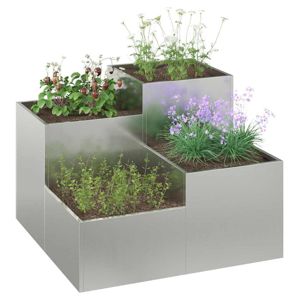 vidaXL Doniczka ogrodowa Srebrny 100 x 100 x 60 cm Stal galwanizowana