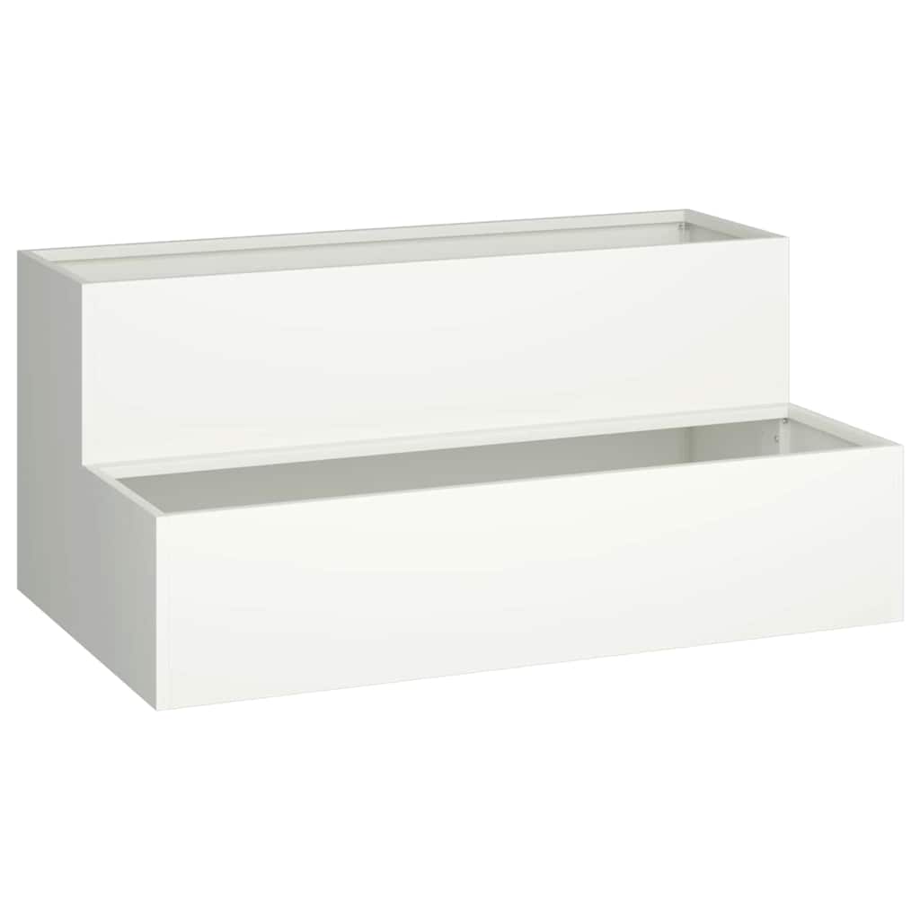 vidaXL Doniczka ogrodowa Biały 100 x 60 x 45 cm Stal zimnogięta