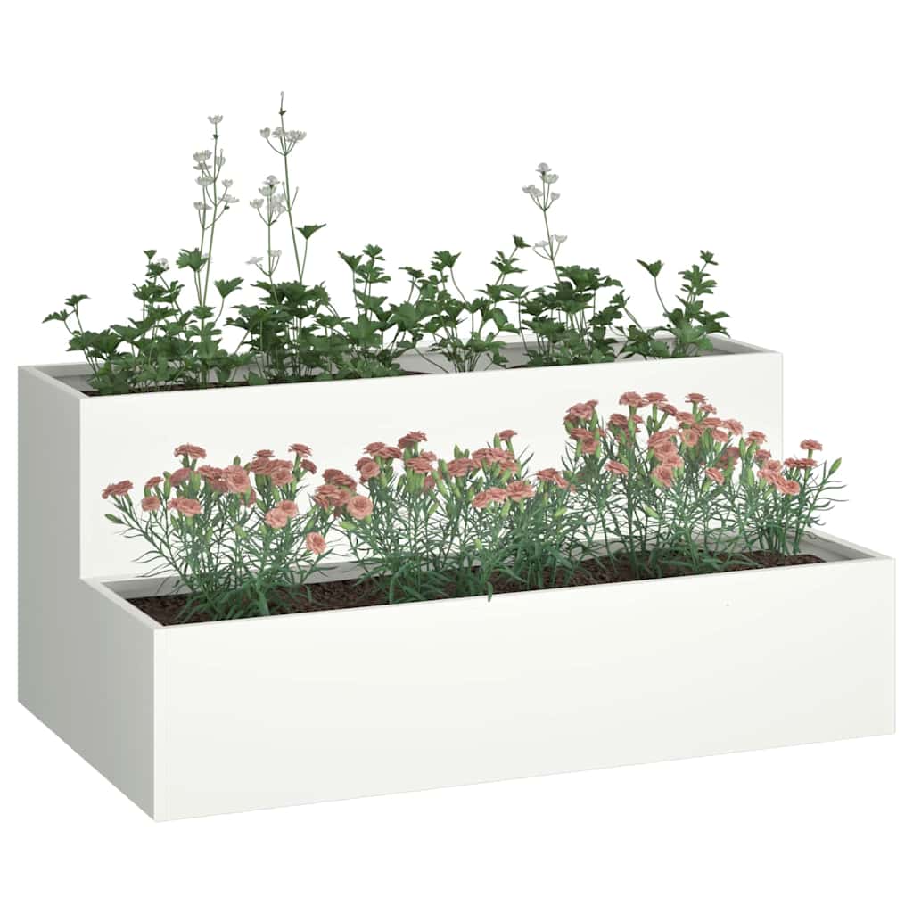 vidaXL Doniczka ogrodowa Biały 100 x 60 x 45 cm Stal zimnogięta