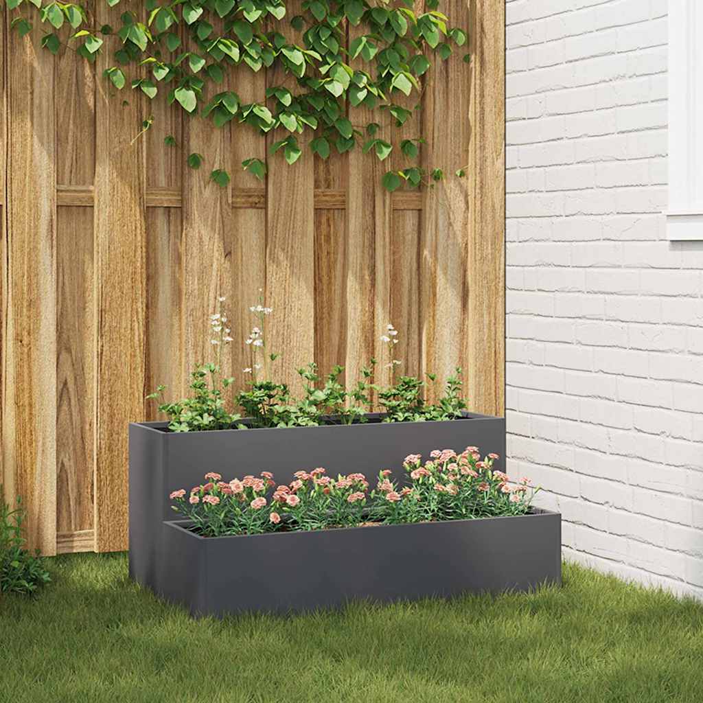 vidaXL Doniczka ogrodowa Antracyt 100 x 60 x 45 cm Stal zimnogięta