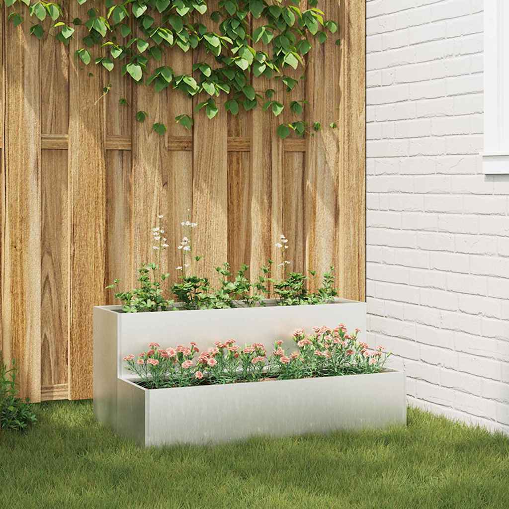 vidaXL Doniczka ogrodowa Srebrny 100 x 60 x 45 cm Stal nierdzewna