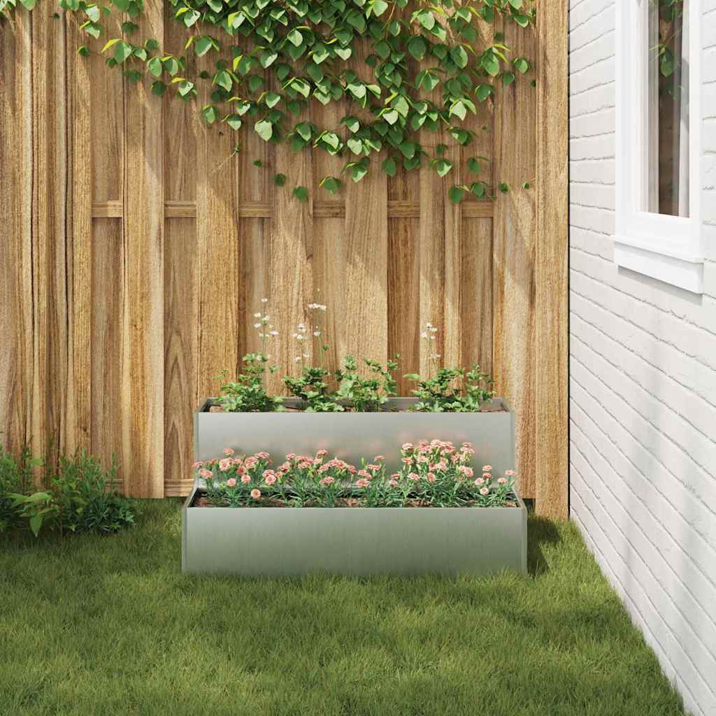vidaXL Doniczka ogrodowa Srebrny 100 x 60 x 45 cm Stal Galwanizowana