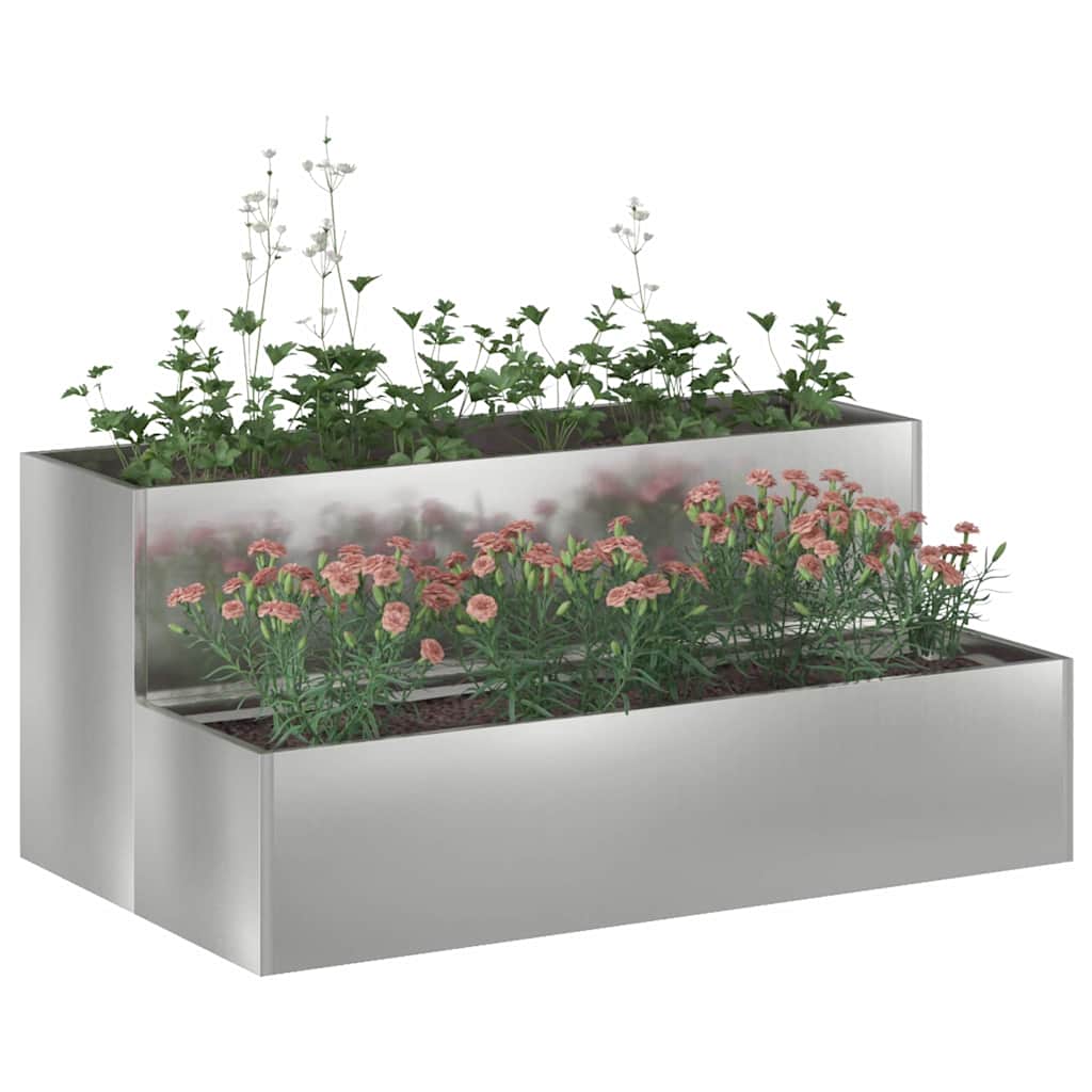 vidaXL Doniczka ogrodowa Srebrny 100 x 60 x 45 cm Stal Galwanizowana