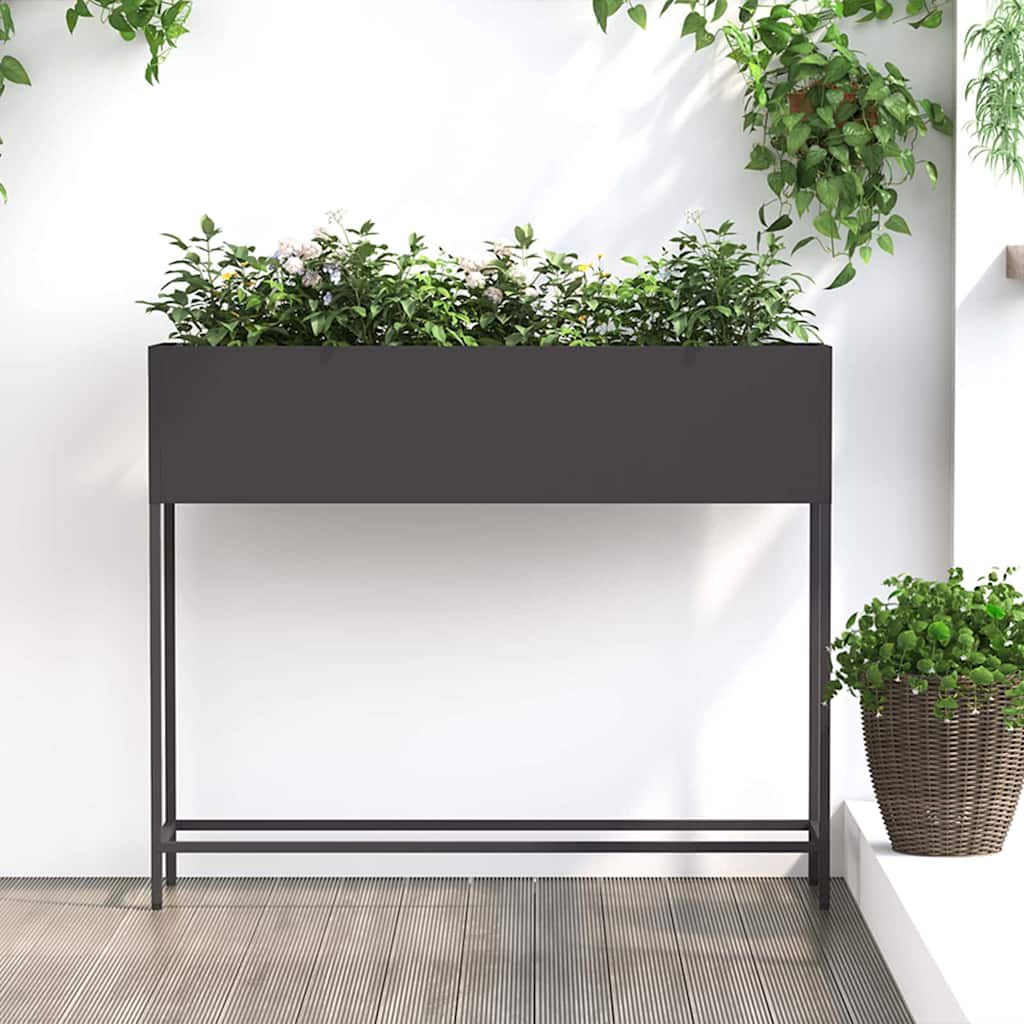 vidaXL Podwyższona doniczka ogrodowa Czarny 100 x 26 x 82 cm Stal