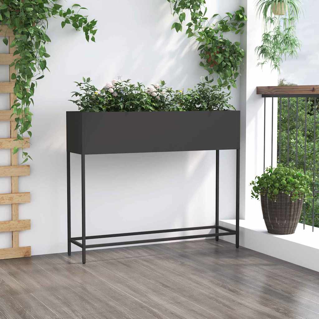 vidaXL Podwyższona doniczka ogrodowa Czarny 100 x 26 x 82 cm Stal
