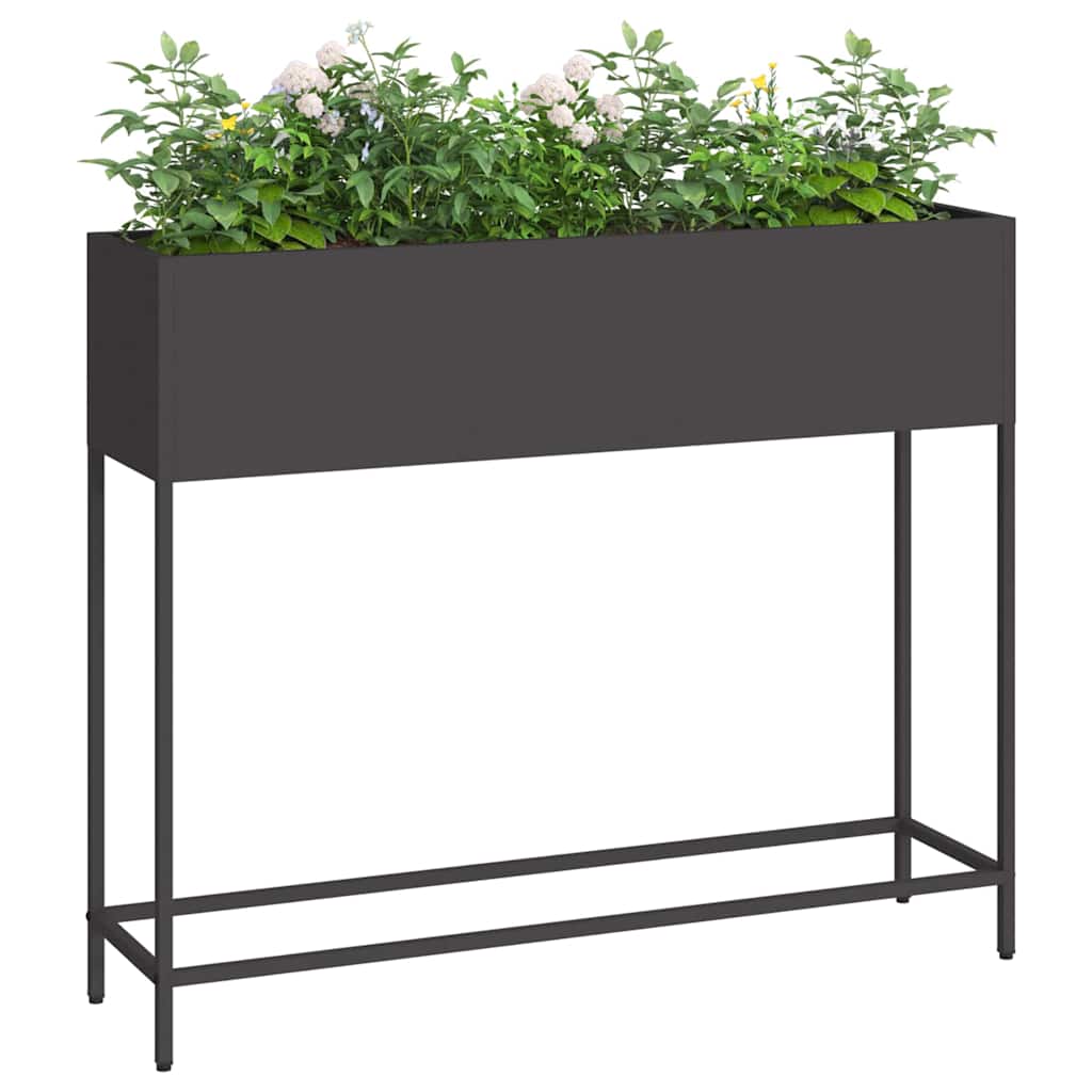 vidaXL Podwyższona doniczka ogrodowa Czarny 100 x 26 x 82 cm Stal