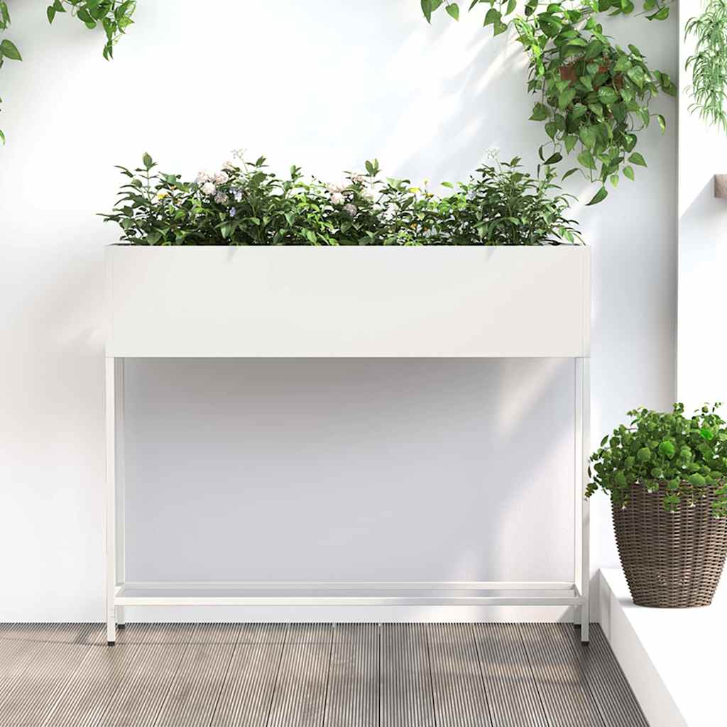 vidaXL Podwyższona doniczka ogrodowa Biały 100 x 26 x 82 cm Stal