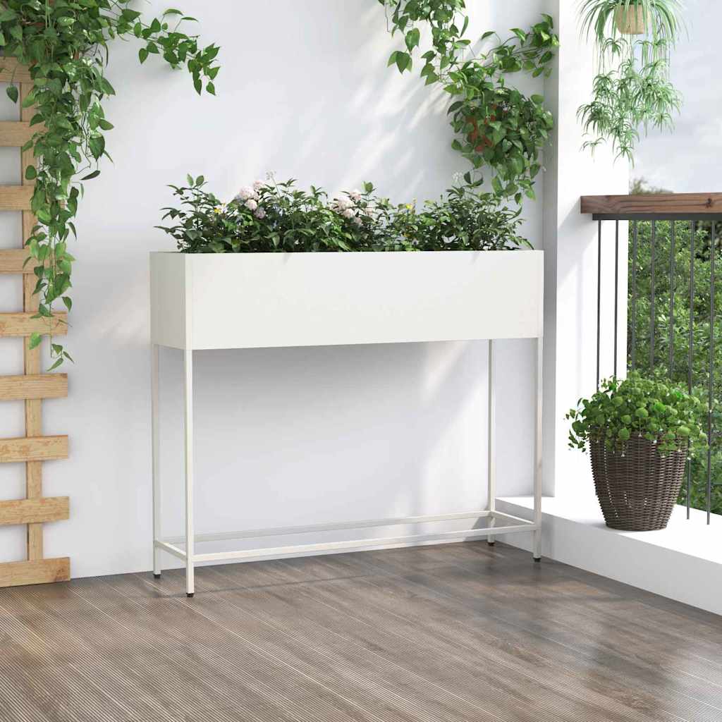 vidaXL Podwyższona doniczka ogrodowa Biały 100 x 26 x 82 cm Stal