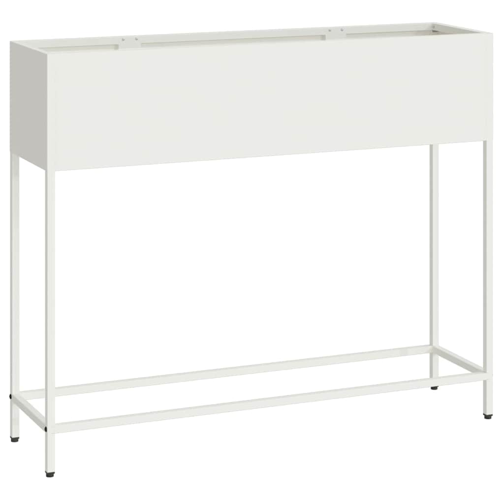 vidaXL Podwyższona doniczka ogrodowa Biały 100 x 26 x 82 cm Stal