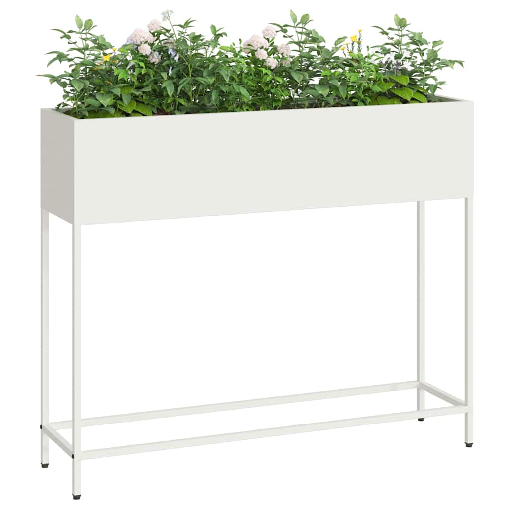 vidaXL Podwyższona doniczka ogrodowa Biały 100 x 26 x 82 cm Stal