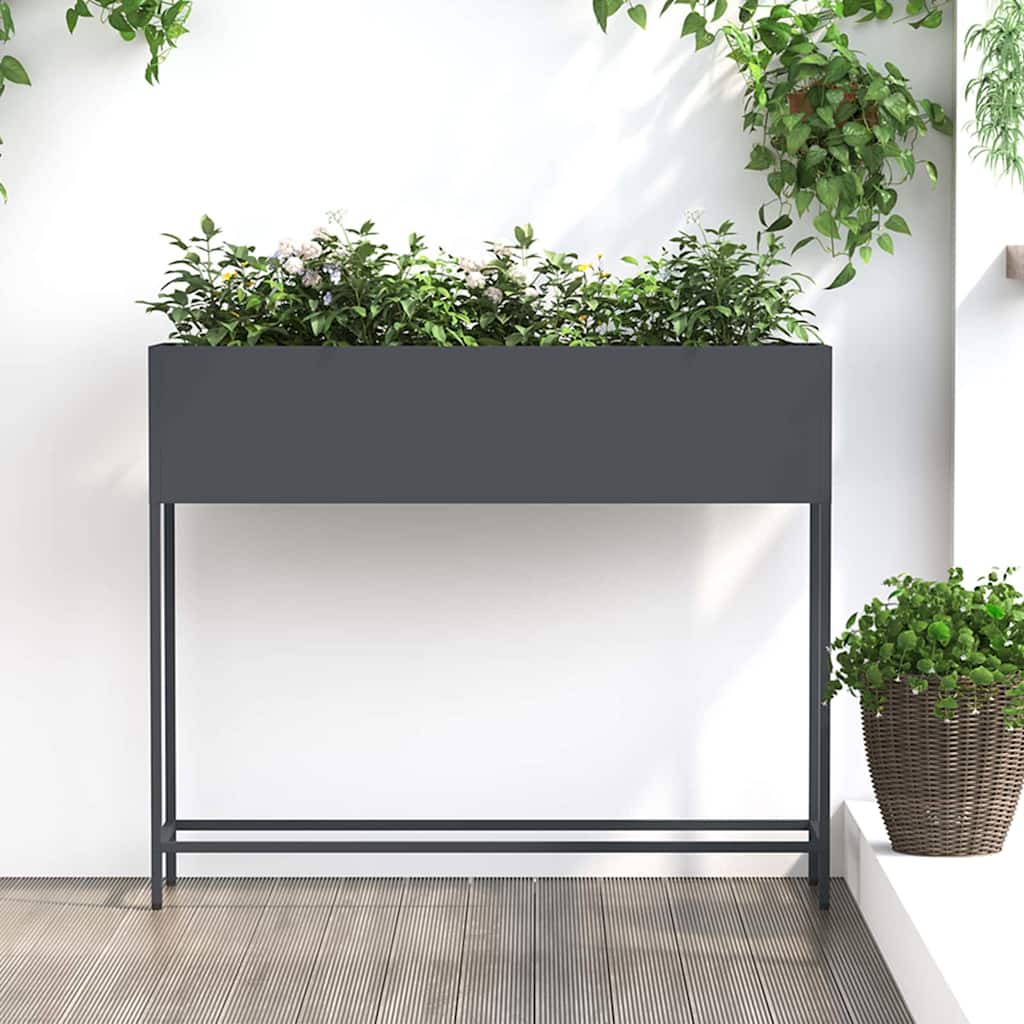vidaXL Podwyższona doniczka ogrodowa Antracyt 100 x 26 x 82 cm Stal