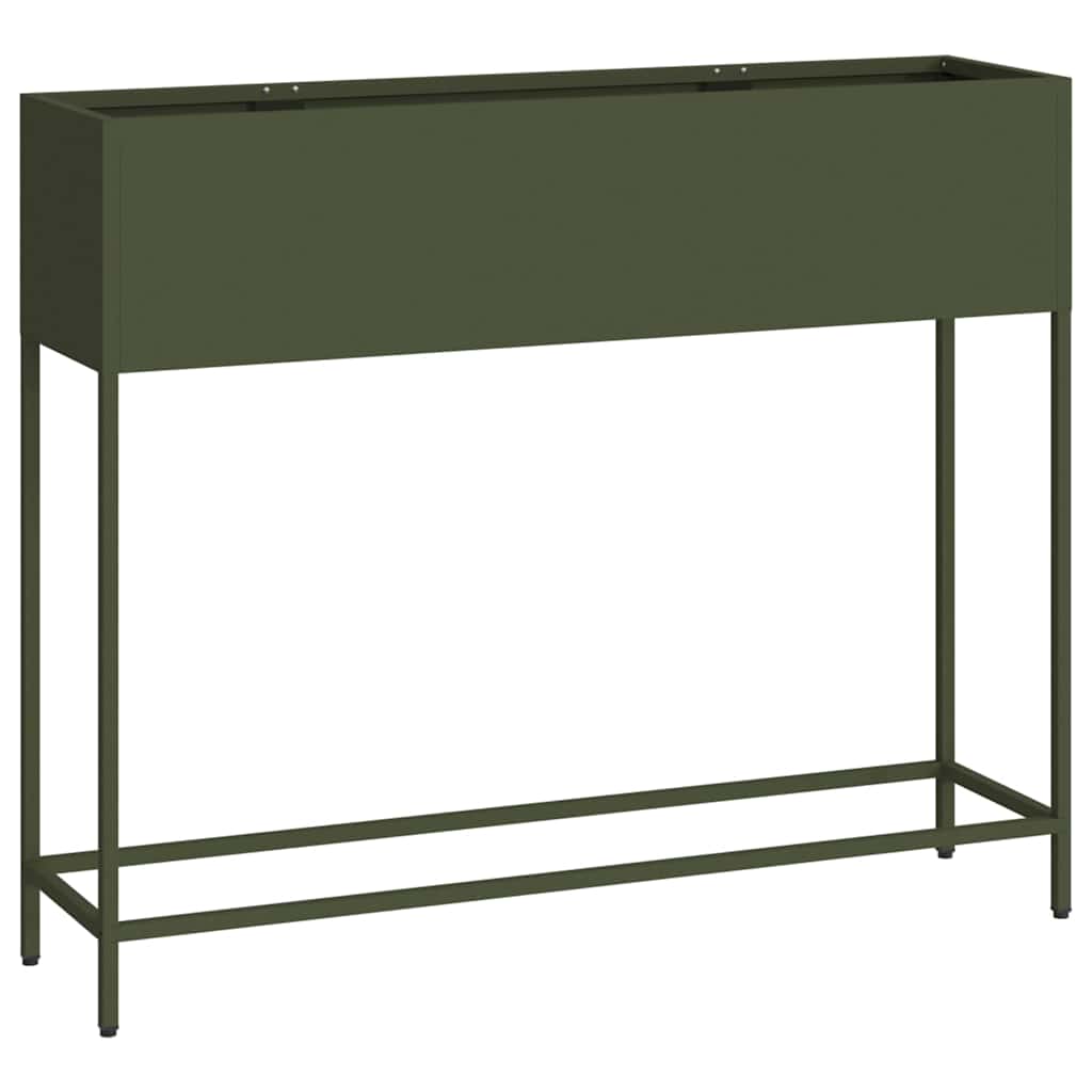 vidaXL Podwyższona doniczka ogrodowa oliwkowy 100 x 26 x 82 cm Stal