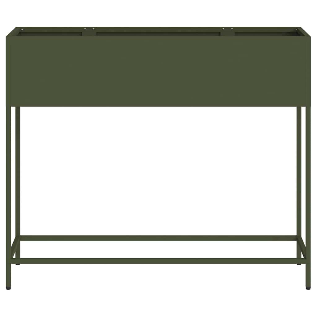 vidaXL Podwyższona doniczka ogrodowa oliwkowy 100 x 26 x 82 cm Stal