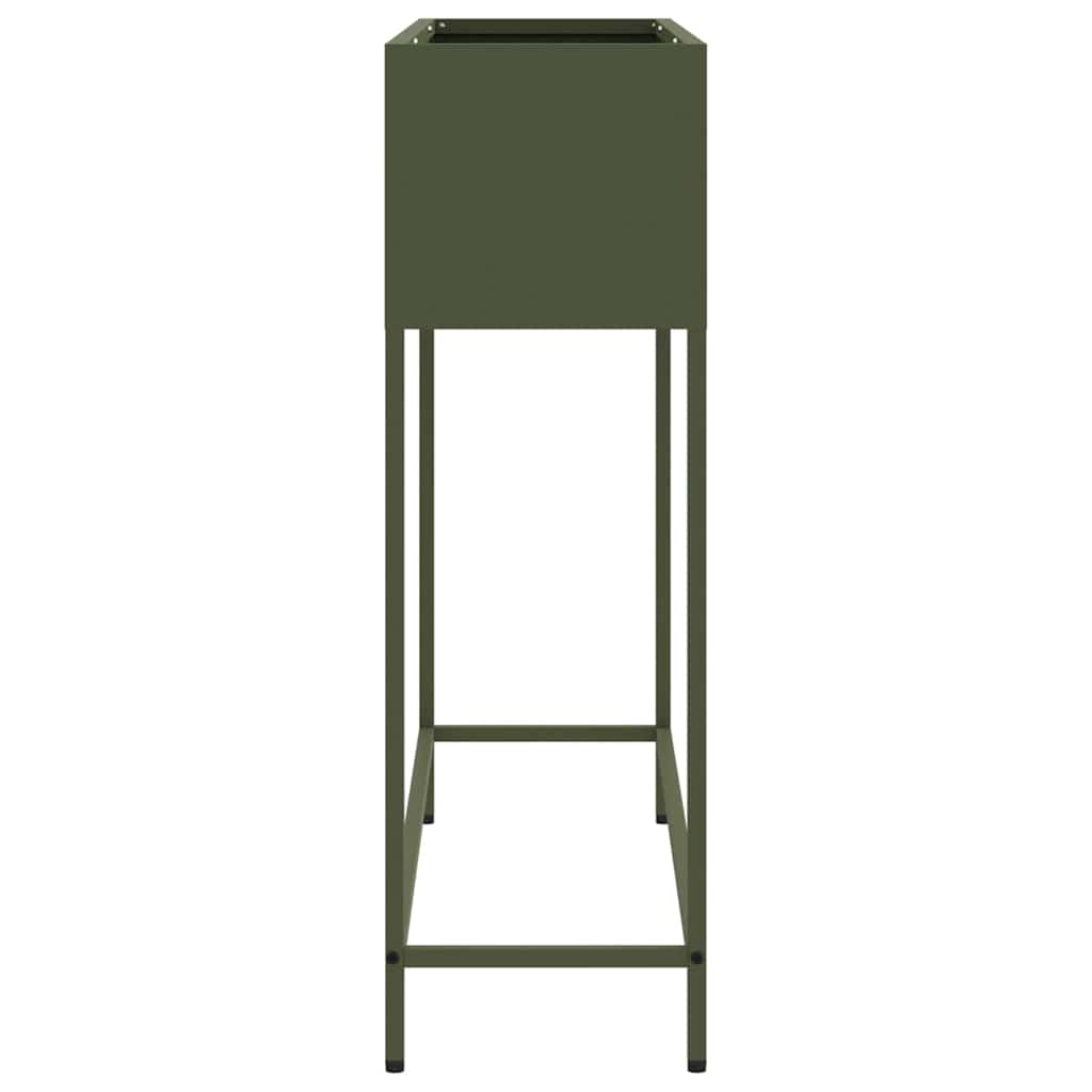 vidaXL Podwyższona doniczka ogrodowa oliwkowy 100 x 26 x 82 cm Stal
