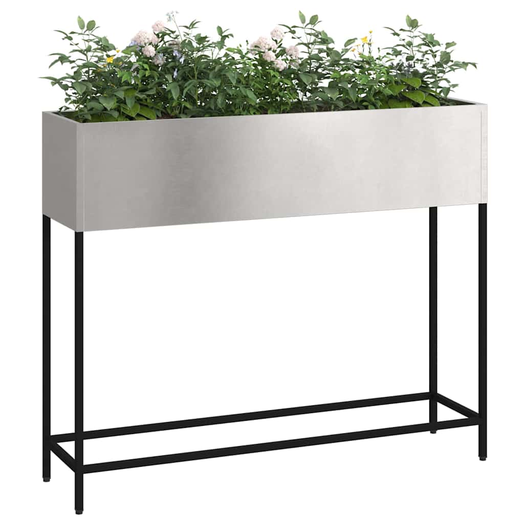 vidaXL Podwyższona doniczka ogrodowa Srebrny 100 x 26 x 82 cm